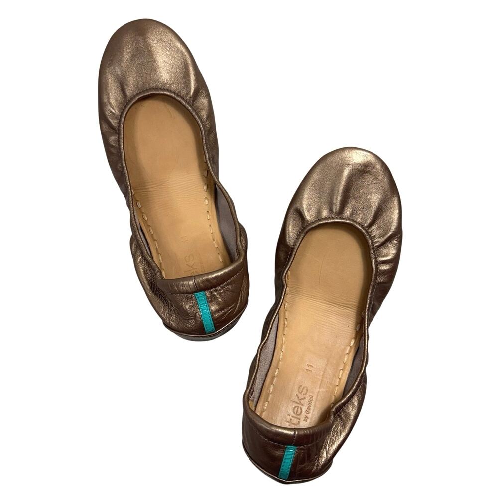 Tieks by Gavrieli Metallic Bronze Leather Ballet Flats Women’s Size 11 Foldable